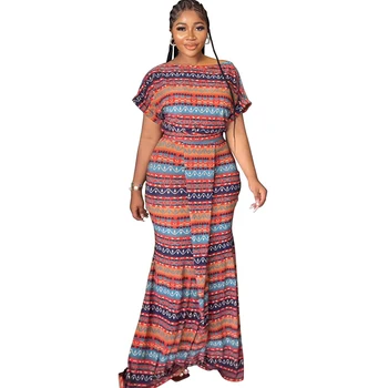 Африкански рокля Дашики, Женски халат в стил мозайка с висока талия, Лятна Нова Градинска дрехи с модерен принтом, Ежедневното Дълго Африканско рокля Русалка 2023