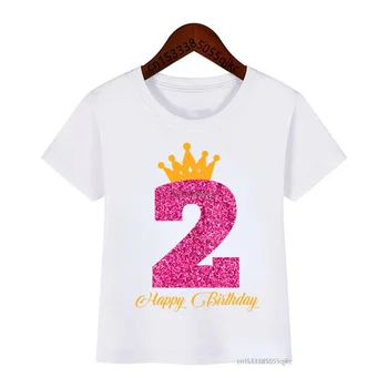 Тениска с изображение на детска crown 1-9 номер на рождения ден на тениска с име за именинницы, забавно сладко подарък тениска