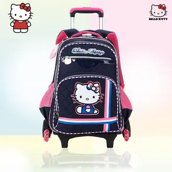 Sanrio Hello Kitty Училищна Чанта за Количка за Момичета С Шарени Аниме Kawaii Kt Чанта За рамо С Волан Тракшън За Момичета Студентски Подаръци за Деца с Добро качество
