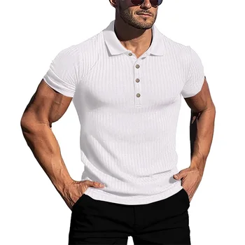 Мъжки ризи за голф, ежедневни блузи с къс ръкав и яка, обикновена свободни работни спортни ризи