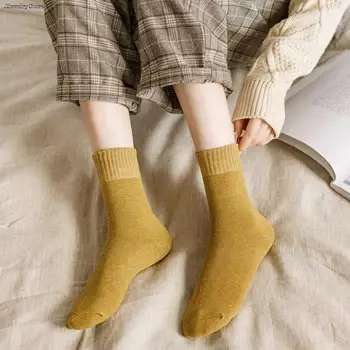 1 чифт Черно-бели женски чорапи, есен-зима, Чорапи със средна дължина, Корейски, Японски, памучни, Кафе, Маркови чорапи в стил ретро, за студенти