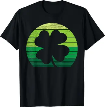 Тениска Shamrock Clover Outline Green Stripes Лъки Irish Retro St Patricks Day за Мъже И Жени, Градинска Ежедневни Облекла Four Seasons