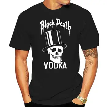 Нова популярната мъжка черна тениска Black Death Vodka, размер S-3Xl фланелка свободно намаляване на унисекс