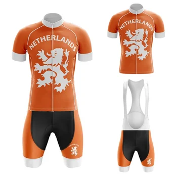 Холандия Мъжете Колоездене Джърси Комплект Велосипедна Екип Гел Дишаща Уплътнение equipamento de Ciclismo Можете да Настроите Майо Ciclismo Hombre