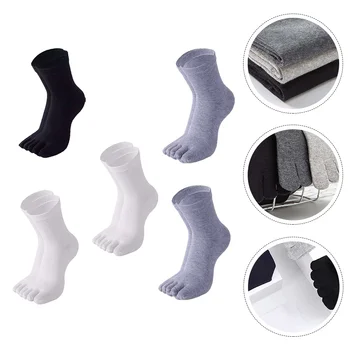 5 Двойки абсорбираща потта мъжки памучни спортни чорапи за бягане с пет пръста